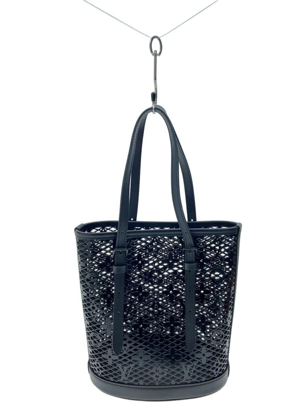 LOUIS VUITTON Bucket Monogram Lace Enamel Black